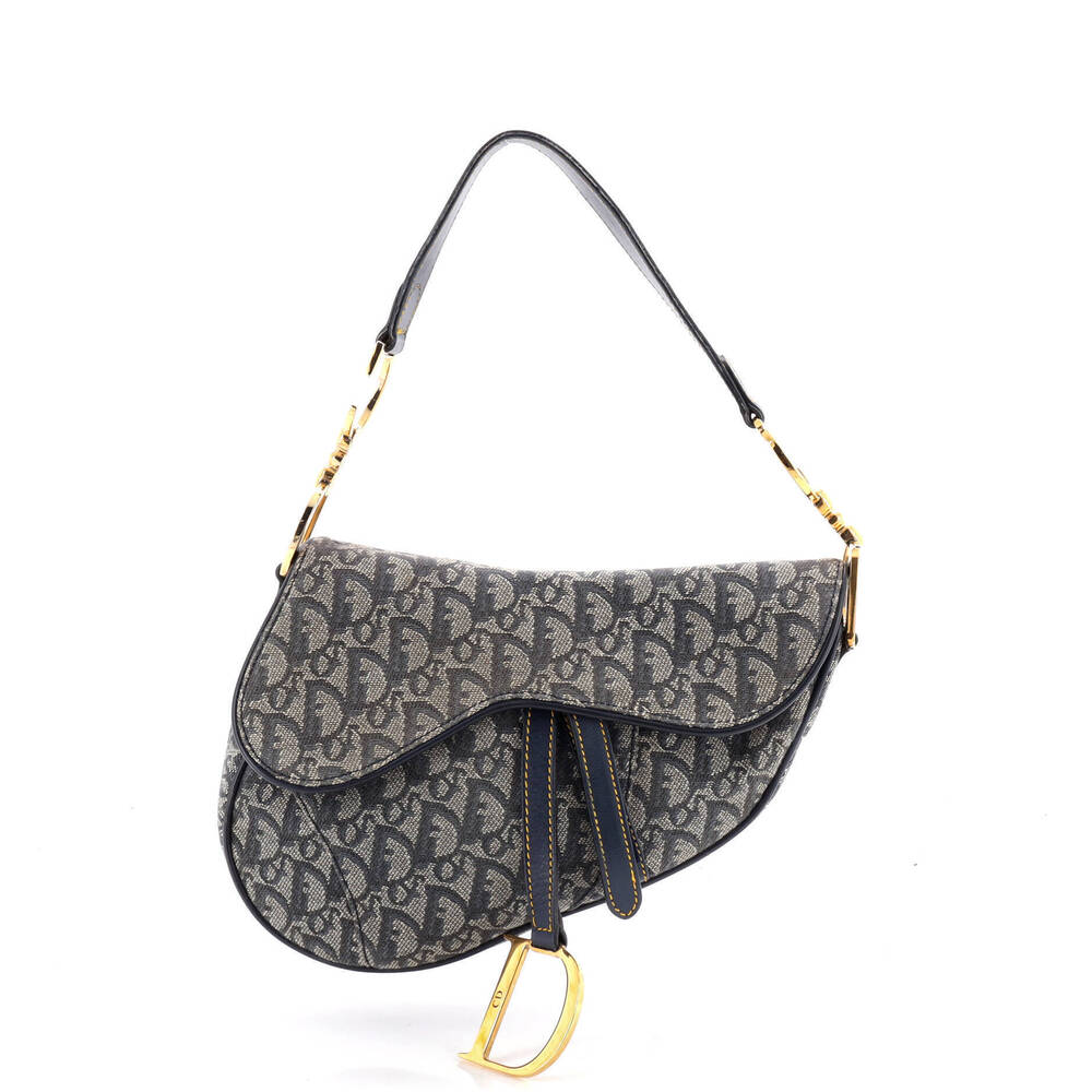Christian Dior Medium Vintage Saddle Bag Diorissimo Canvas